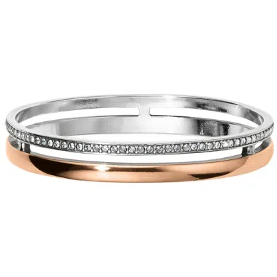 Brighton Women's Neptune's Rings Duo Bangle In Silver/ Rose Gold