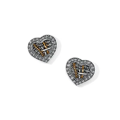 Brighton Women's Neptune's Rings Woven Heart Post Earrings In Silver-gold In Multi