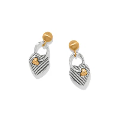 Brighton Women's One Heart Post Drop Earrings In Silver-gold In Metallic