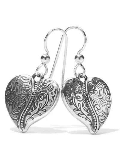 Brighton Women's Ornate Heart French Wire Earrings In Silver In Metallic