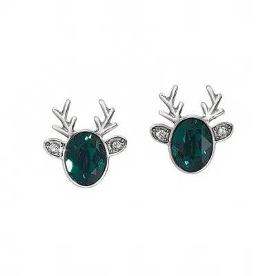 Brighton Women's Reindeer Glitz Mini Post Earrings In Green