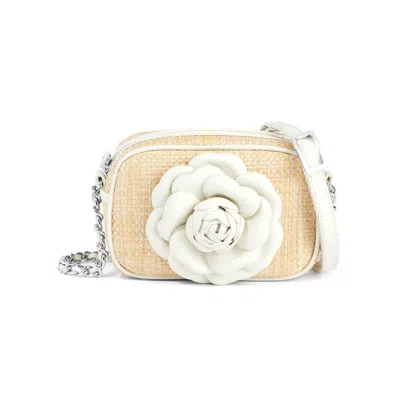 Brighton Women's Rosie Straw Camera Crossbody Bag In Natural-white In Multi