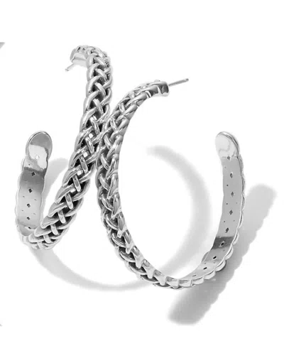 Brighton Women's Vinterlok Braid Large Hoop Earrings In Silver In Metallic