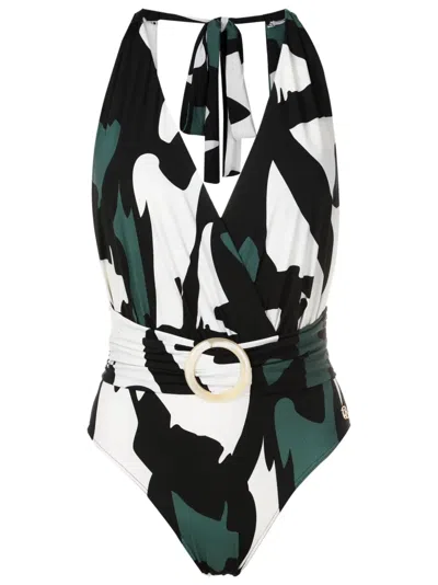 Brigitte Abstract-pattern Halterneck-tie Swimsuit In Multicolour