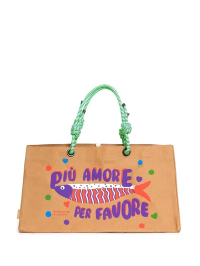 Brigitte Amore Beach Bag In Neutrals