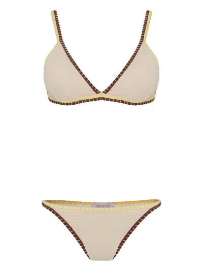 Brigitte Annecontrast-trim Bikini In White