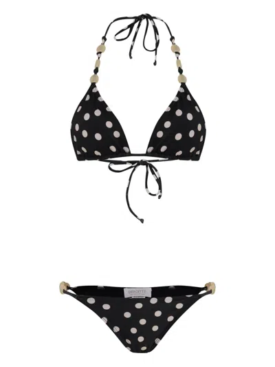 Brigitte Beaded-strap Bikini In Black
