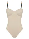 Brigitte Beaded-strap Swimsuit In Neutral