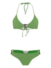 Brigitte Beaded-strap Textured Bikini In Green