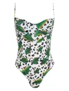 Brigitte Botanical-print Swimsuit In White