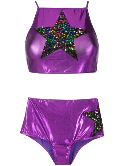 Brigitte Carnaval Sequinned Bikini Set In Purple