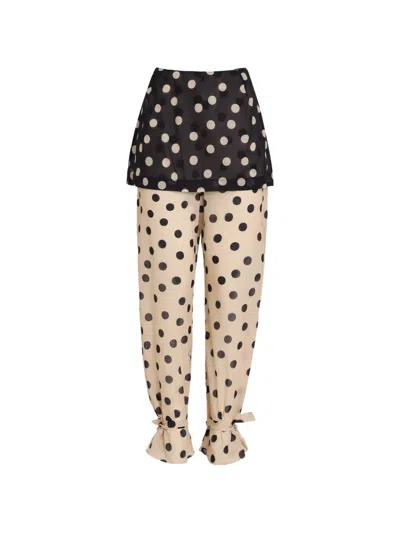 Brigitte Charlotte Polka-dot Trousers In Neutral