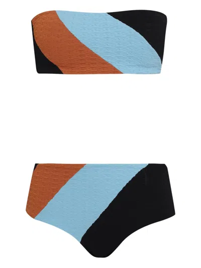 Brigitte Colour-block Textured Bikini In Multi