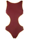 Brigitte Contrast-stitch Cut-out Swimsuit In Red