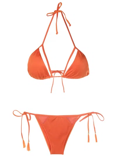 Brigitte Cut-out Triangle-cup Bikini In Orange