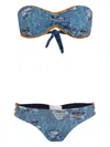 Brigitte Denim-print Bikini Set In Blue