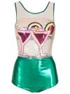 Brigitte Drink Sequin-embellished One-piece In Green