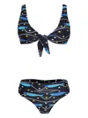 Brigitte Fish-print Bikini Set In Blue
