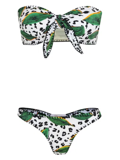 Brigitte Floral-print Bikini In Weiss