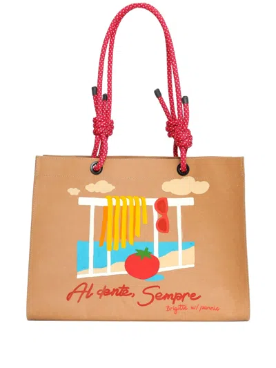 Brigitte Graphic-print Beach Bag In Neutral