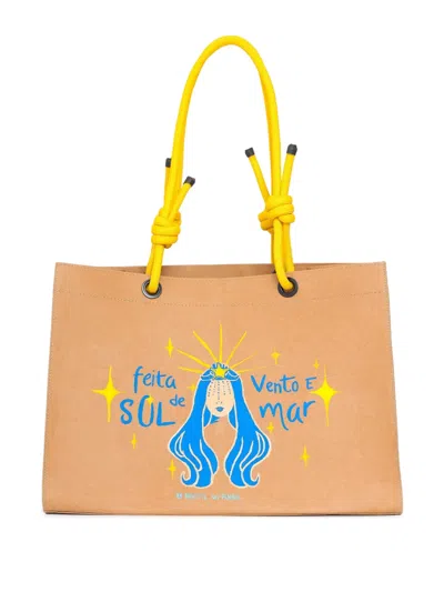 Brigitte Graphic-print Beach Bag In Neutrals