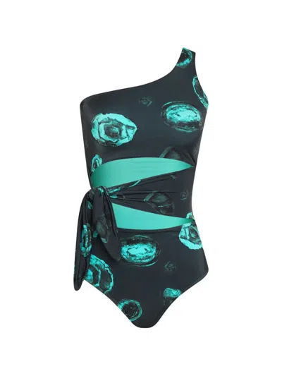 Brigitte Kelly Agate-print Cut-out Swimsuit In Multi