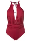 BRIGITTE KEYHOLE-DETAIL HALTERNECK SWIMSUIT