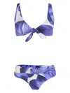 Brigitte Leaf-print Bikini Set In Blue