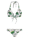 Brigitte Leaf-print Bikini Set In White