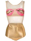 Brigitte Badeanzug Mit Lippen In Gold