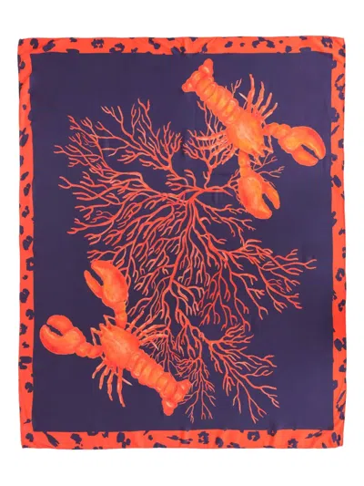 Brigitte Lobster-print Pareo In Blue