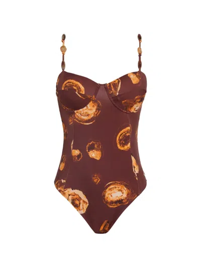 Brigitte Maia Beaded-straps Swimsuit In Multi