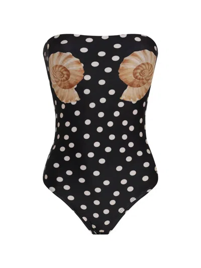 Brigitte Manu Polka-dot Swimsuit In Black