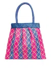 Brigitte Okan Pleated Striped Beach Bag In Pink