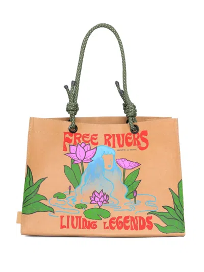 Brigitte Painted Beach Bag In Neutral