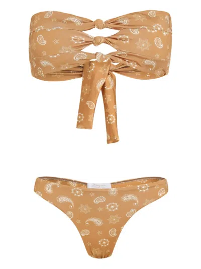Brigitte Paisley-print Bikini In Yellow