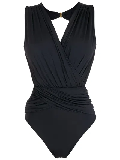 Brigitte Panelled Wrap One-piece Swimsuit In Black