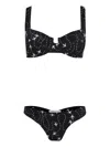 Brigitte Plane-print Bikini Set In Black