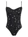 Brigitte Planes-print Swimsuit In Black