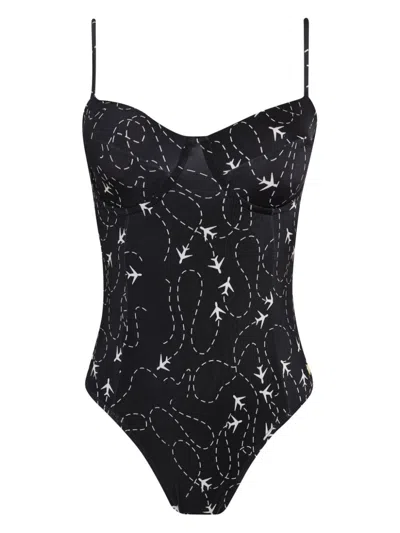 Brigitte Planes-print Swimsuit In Black