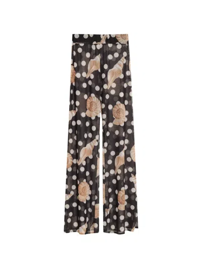 Brigitte Pois Polka-dot Seashell-print Trousers In Multi