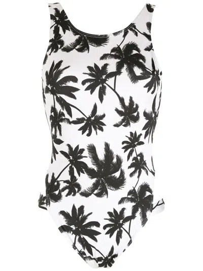 Brigitte Print Coqueiros High-leg Swimsuit In Black