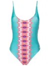 Brigitte Printed Scoop Back Swimsuit In Blue