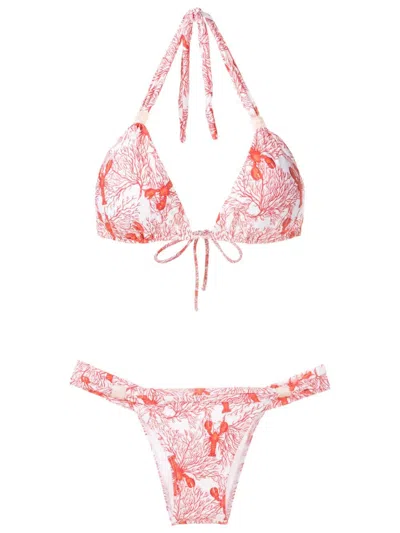 Brigitte Sea Life-print Bikini Set In Red