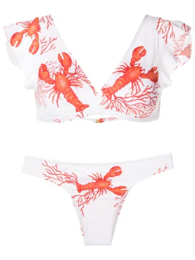 Brigitte Sea Life-print Bikini Set In White