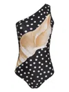 Brigitte Seashell-motif One-shoulder Swimsuit In Black