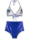 Brigitte Sequin-embellished Metallic Bikini In Red