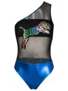 Brigitte Sequin-embellished One-shoulder Swimsuit In Black