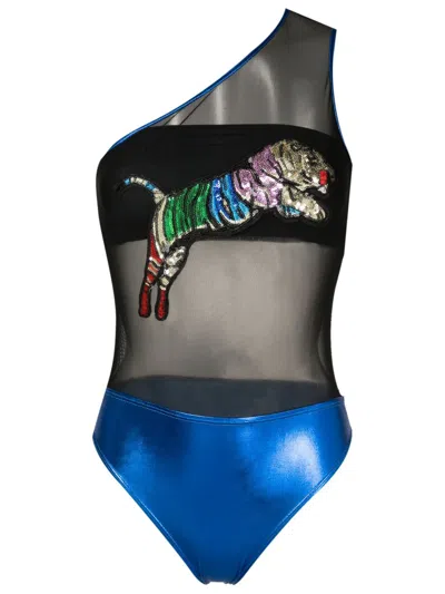 Brigitte Sequin-embellished One-shoulder Swimsuit In Black
