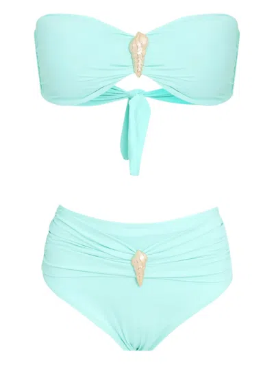 Brigitte Shell-embellished Bikini In Blue